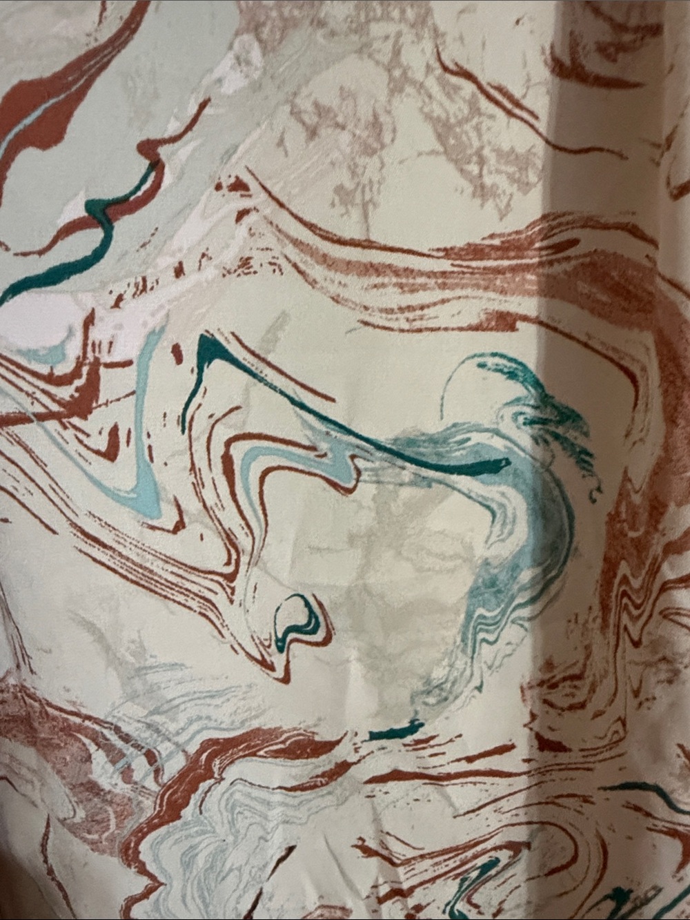 torrid Harper Cream Marble-Print V-Neck Tunic with Teal & Rust Swirls - Picture 6 of 6